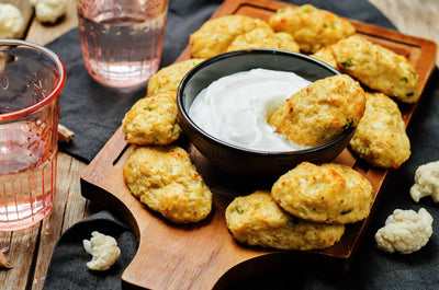 CAULIFLOWER TOTS  with Blue Cheese Dipping Sauce