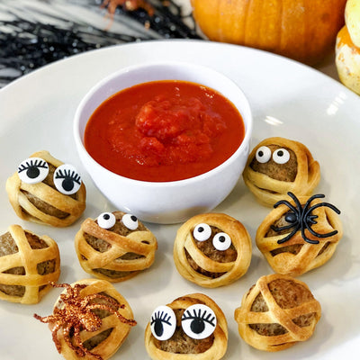 Halloween Air Fried Mummy Meatballs