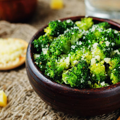 ROASTED BROCCOLI WITH SHAVED PARMESAN
