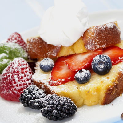 TOASTED POUND CAKE with WHIPPED CREAM & BERRIES