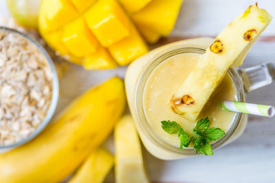 Steven's Wife's Tropical Pineapple-Mango Oatmeal Smoothie with Coconut