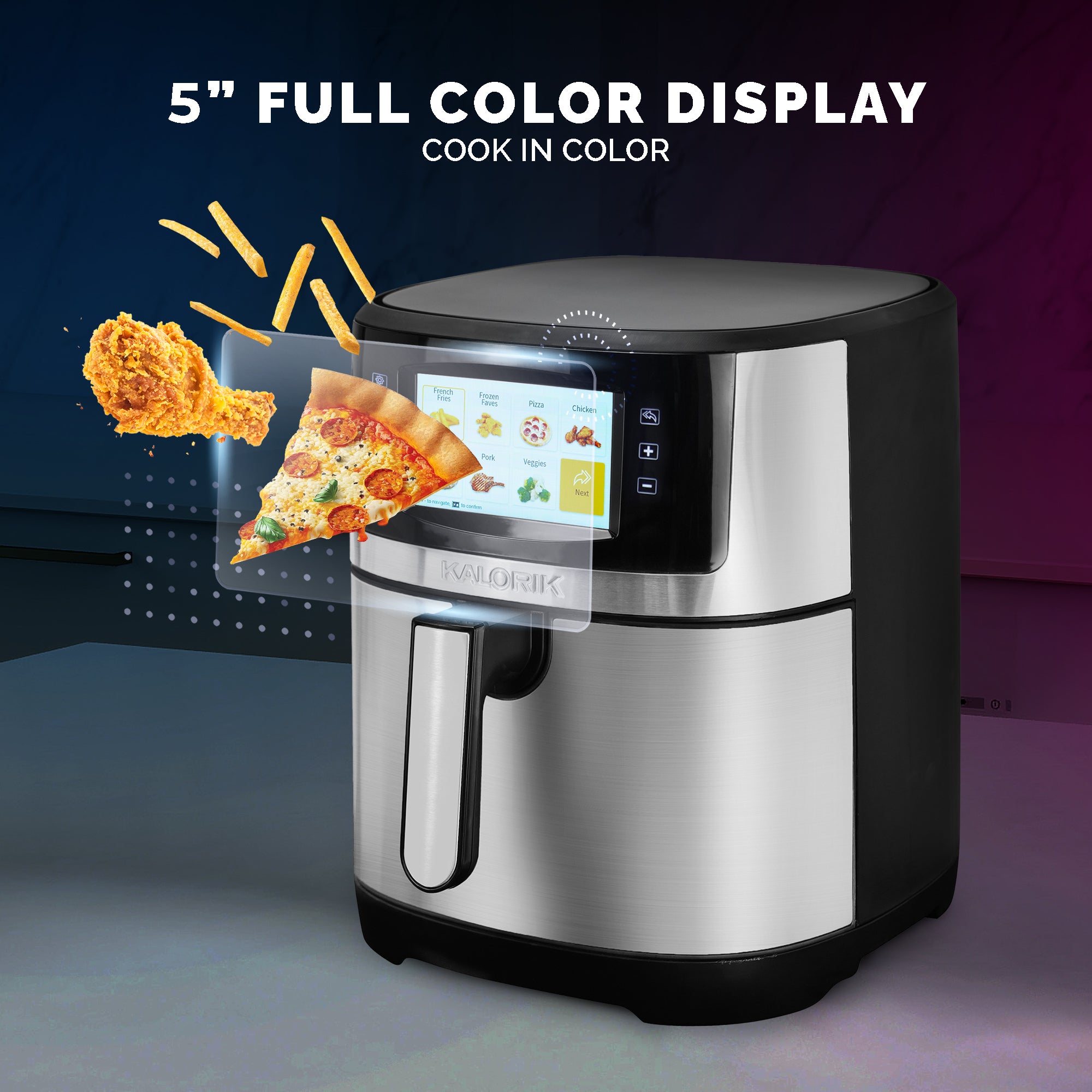 Kalorik® VIVID 7 Quart Full Color Display Air Fryer, Stainless Steel