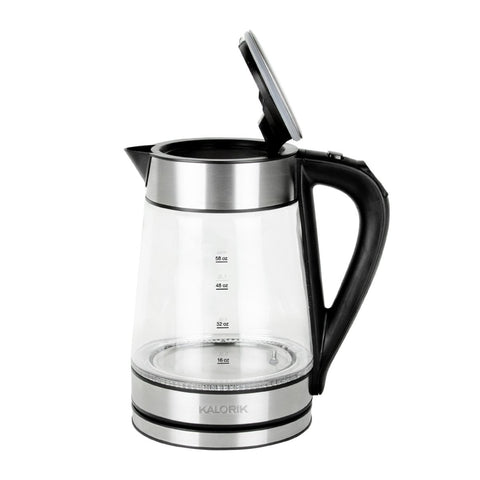 1.7-Liter Electric Glass Kettle with Color Changing LED Indicators and Stainless  Tea Infuser - Select Brands