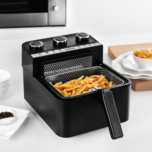 Kalorik 3 Quart 2-in-1 Air and Deep Fryer, Black