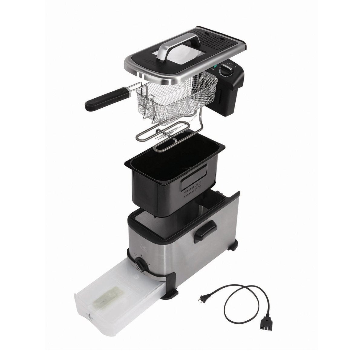 Kalorik 3.2 Quart Deep Fryer with Oil Filtration, Stainless Steel