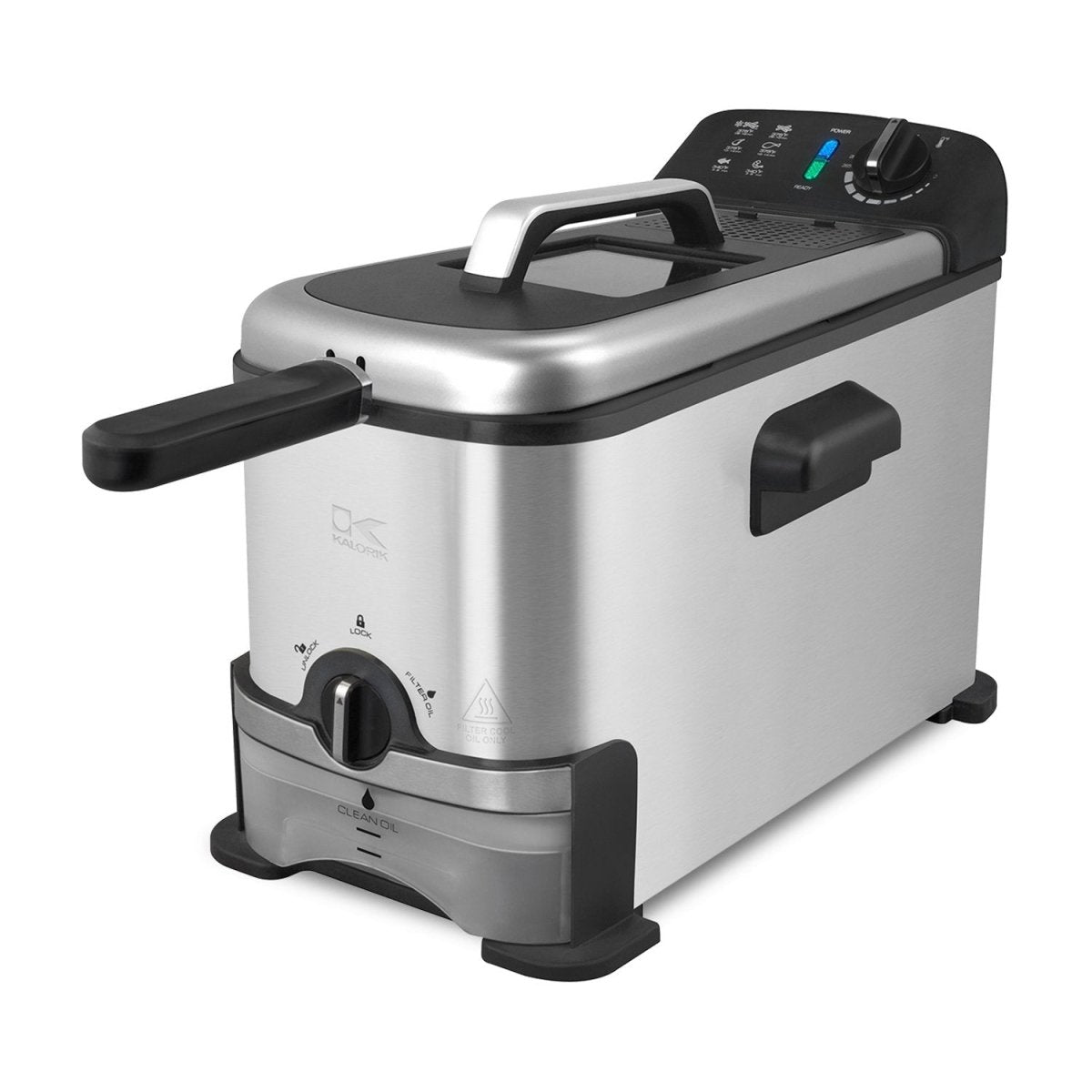 Kalorik 3.2 Quart Deep Fryer with Oil Filtration, Stainless Steel