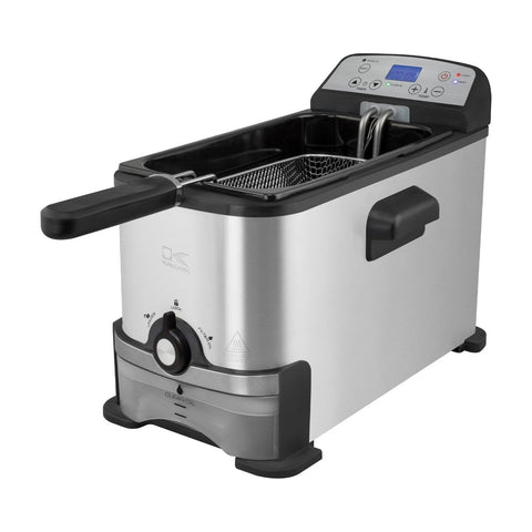 Kalorik 3.2 Quart Digital Deep Fryer with Oil Filtration, Stainless Steel