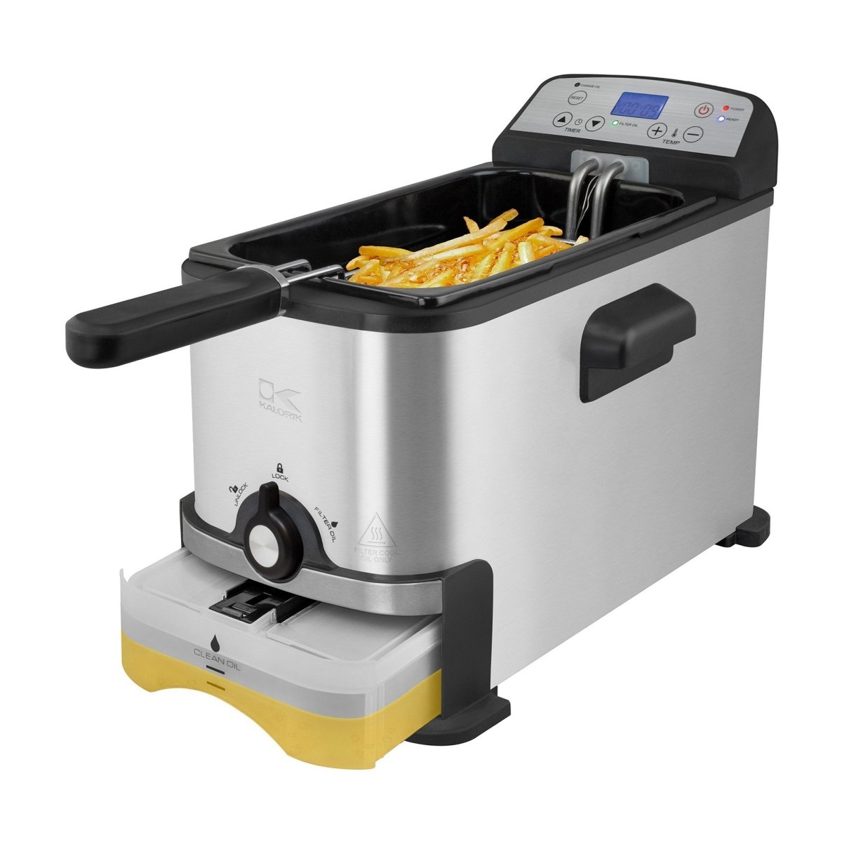 Kalorik® 3.2 Quart Digital Deep Fryer with Oil Filtration, Stainless S