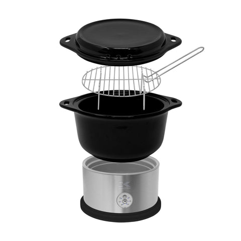Kalorik 4.8 Quart Ceramic Steamer with Steaming Rack, Black