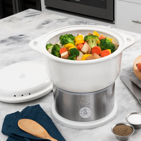 Kalorik 4.8 Quart Ceramic Steamer with Steaming Rack, White