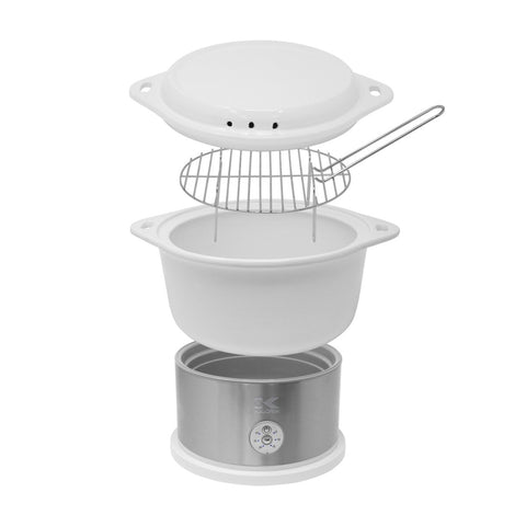 Kalorik 4.8 Quart Ceramic Steamer with Steaming Rack, White