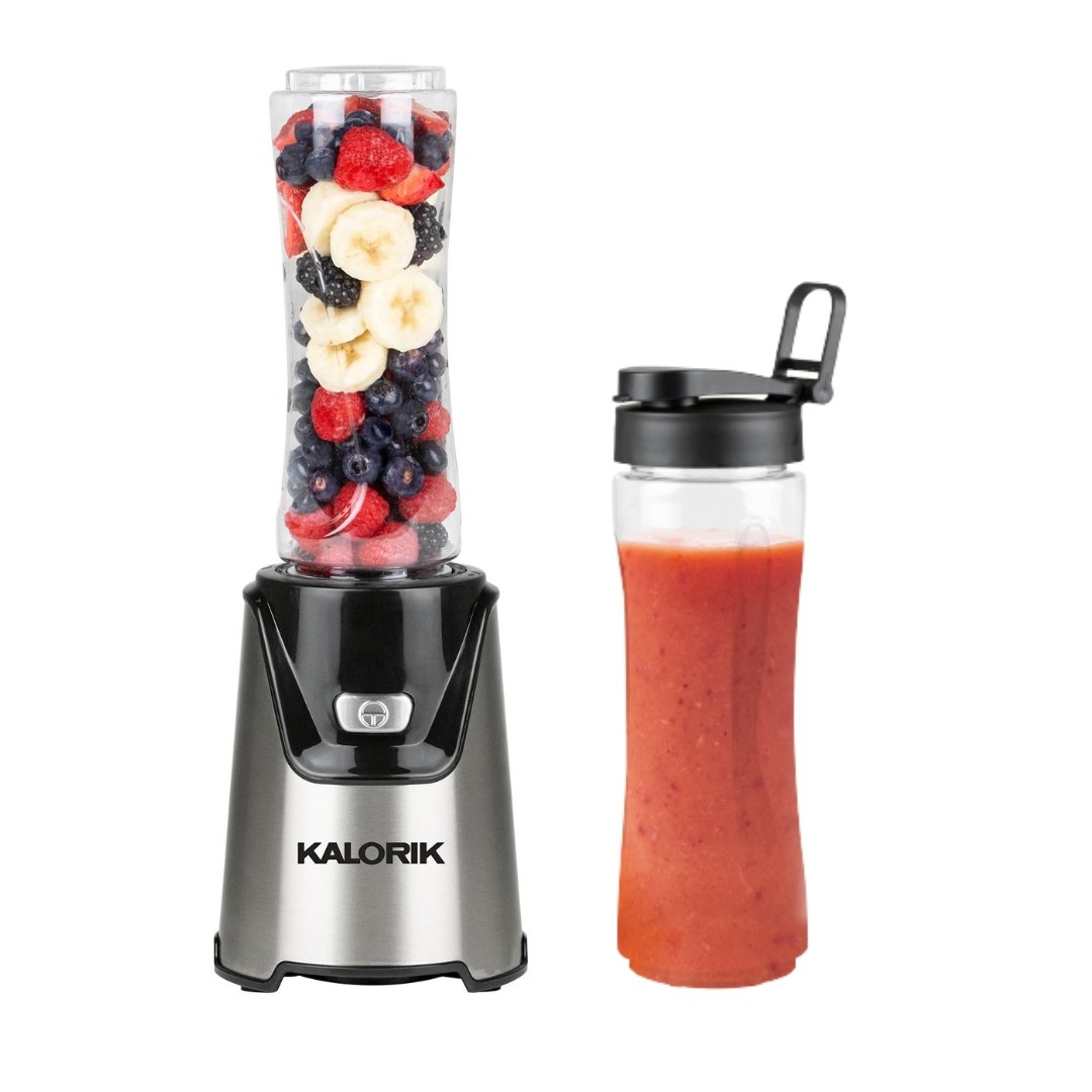 Kalorik® 550W Personal Blender with 2 Tritan Bottles, Stainless Steel