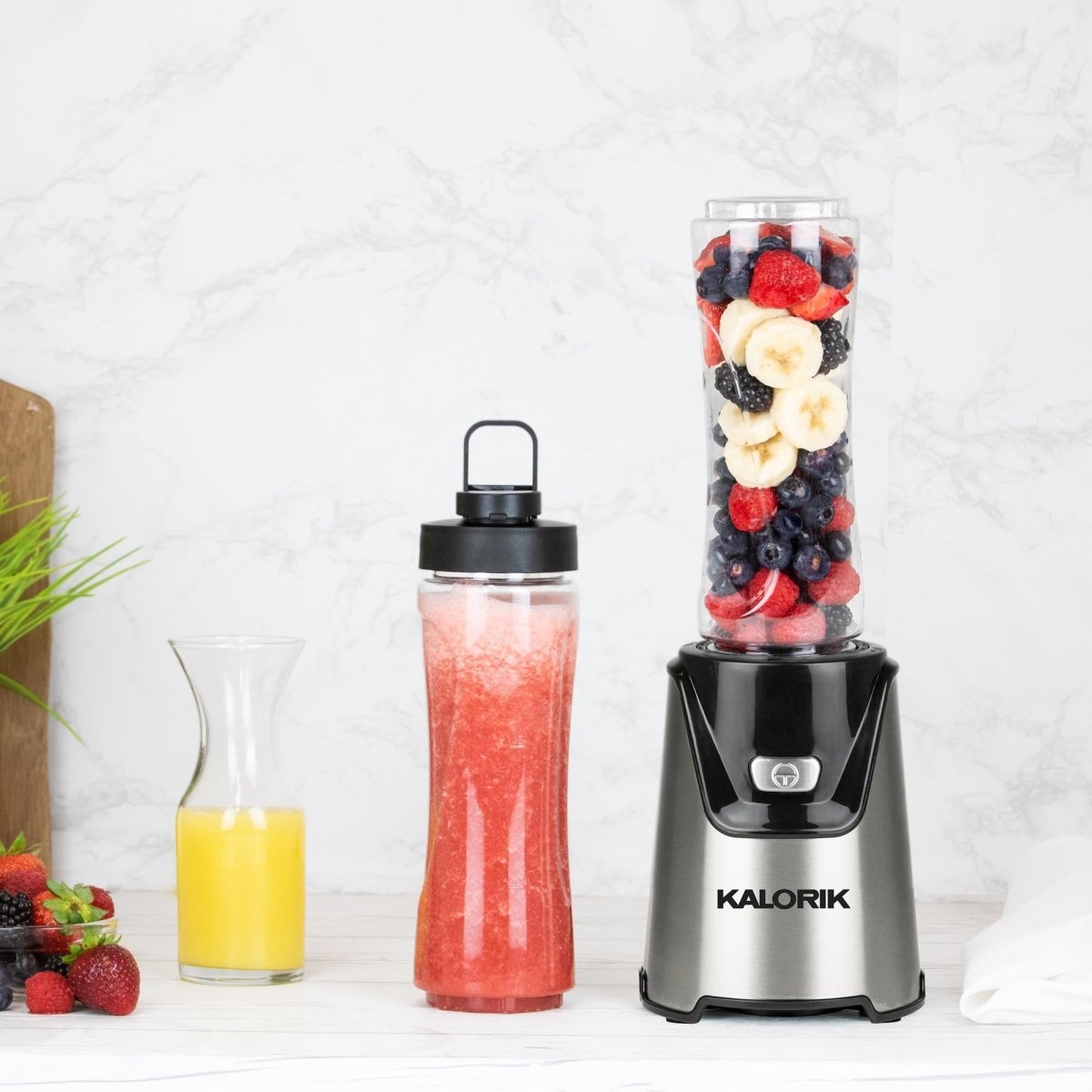 Kalorik Personal Blender with 2 Tritan Bottles, Stainless Steel