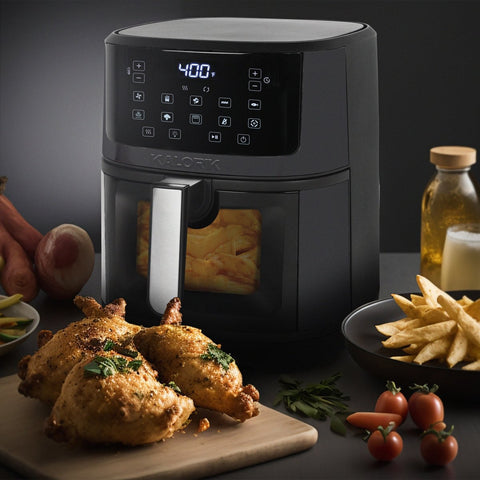 Kalorik® 7-Quart Touchscreen Air Fryer with Window, Black Steel