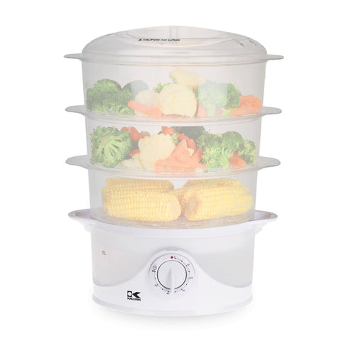 Kalorik 9 Quart 3-Tier Food Steamer, White