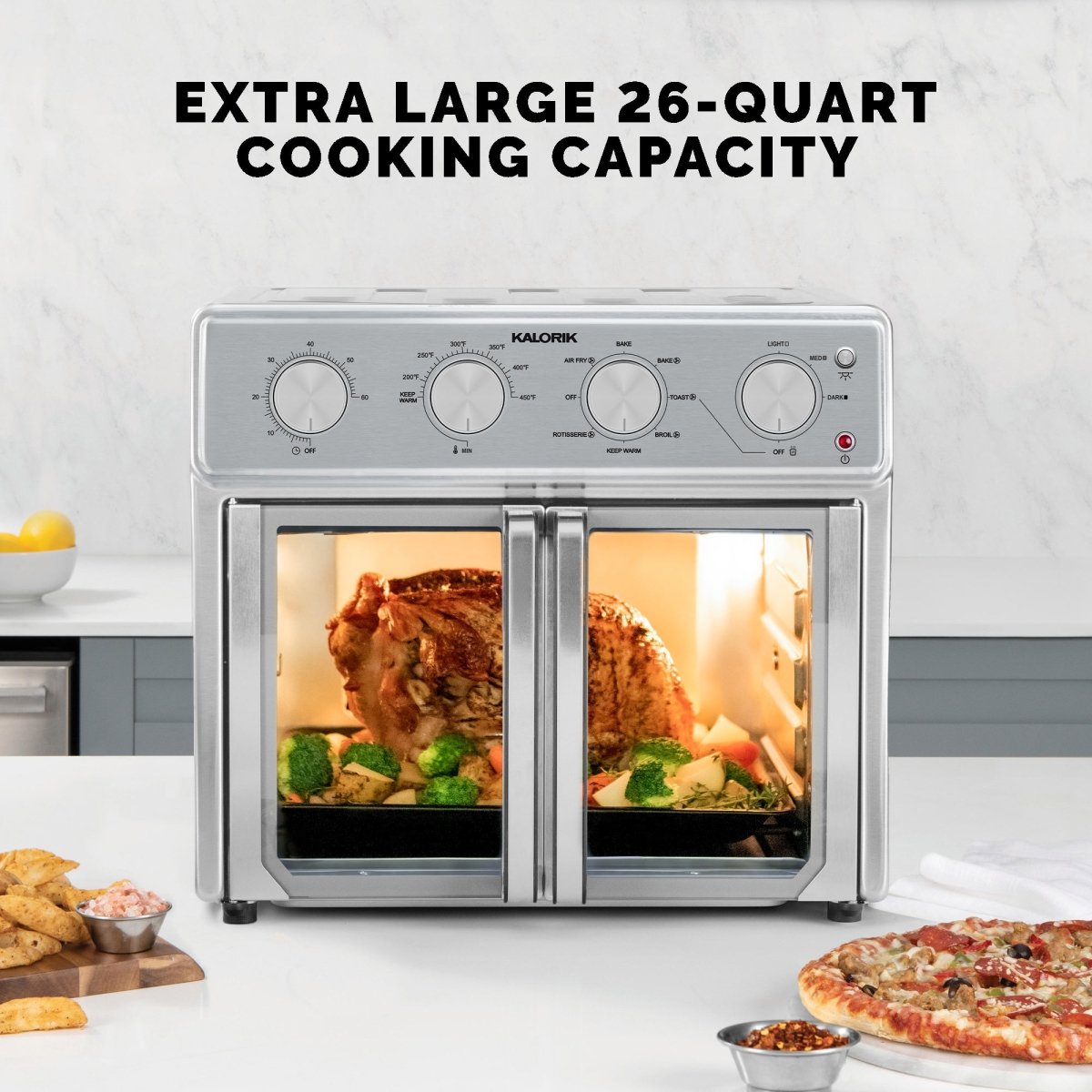 Kalorik MAXX® 26 Quart Analog Air Fryer Oven with 7 Accessories, Stain