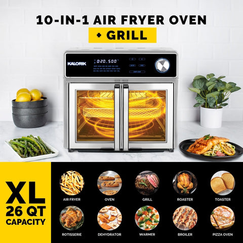 Air Fryer 26 QT Toaster Oven, 24 in 1 Large Convection Air Fryer Oven with  100 Recipes, 1700W 