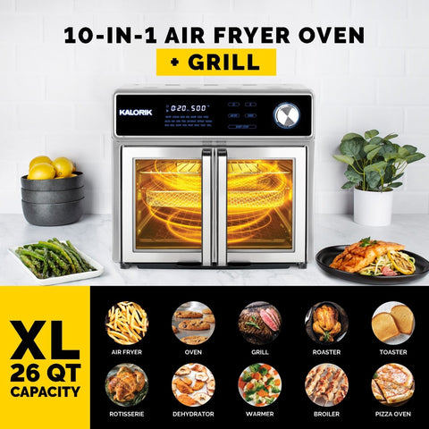 Air Fryer 26 QT Toaster Oven, 24 in 1 Large Convection Air Fryer Oven with  100 Recipes, 1700W