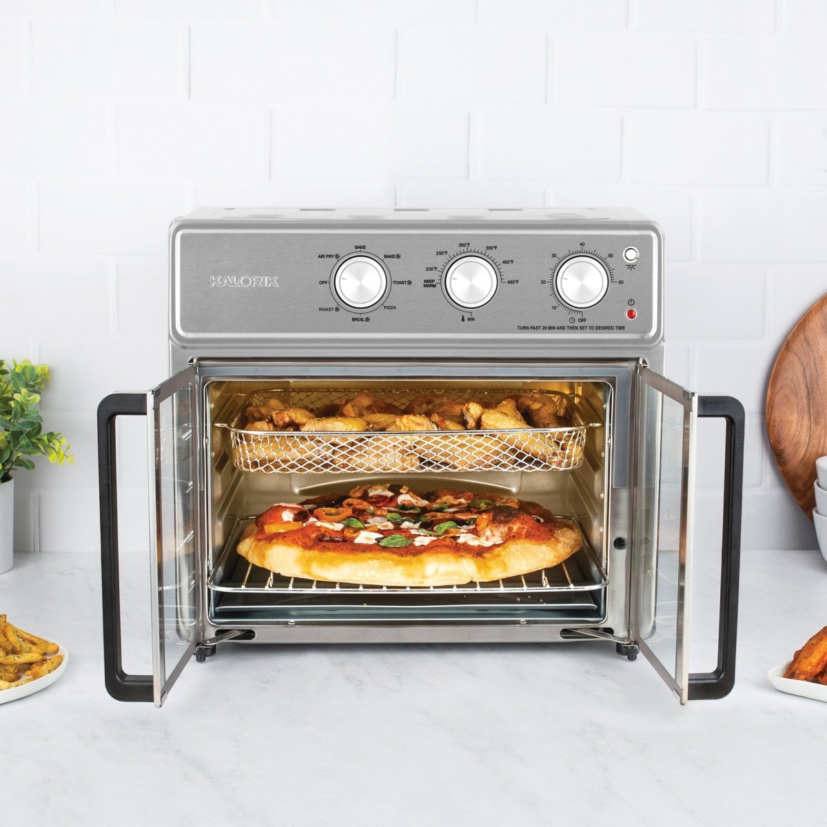 Kalorik MAXX® 26-Quart Stainless Steel Air Fryer Toaster Oven Combo with Accessories