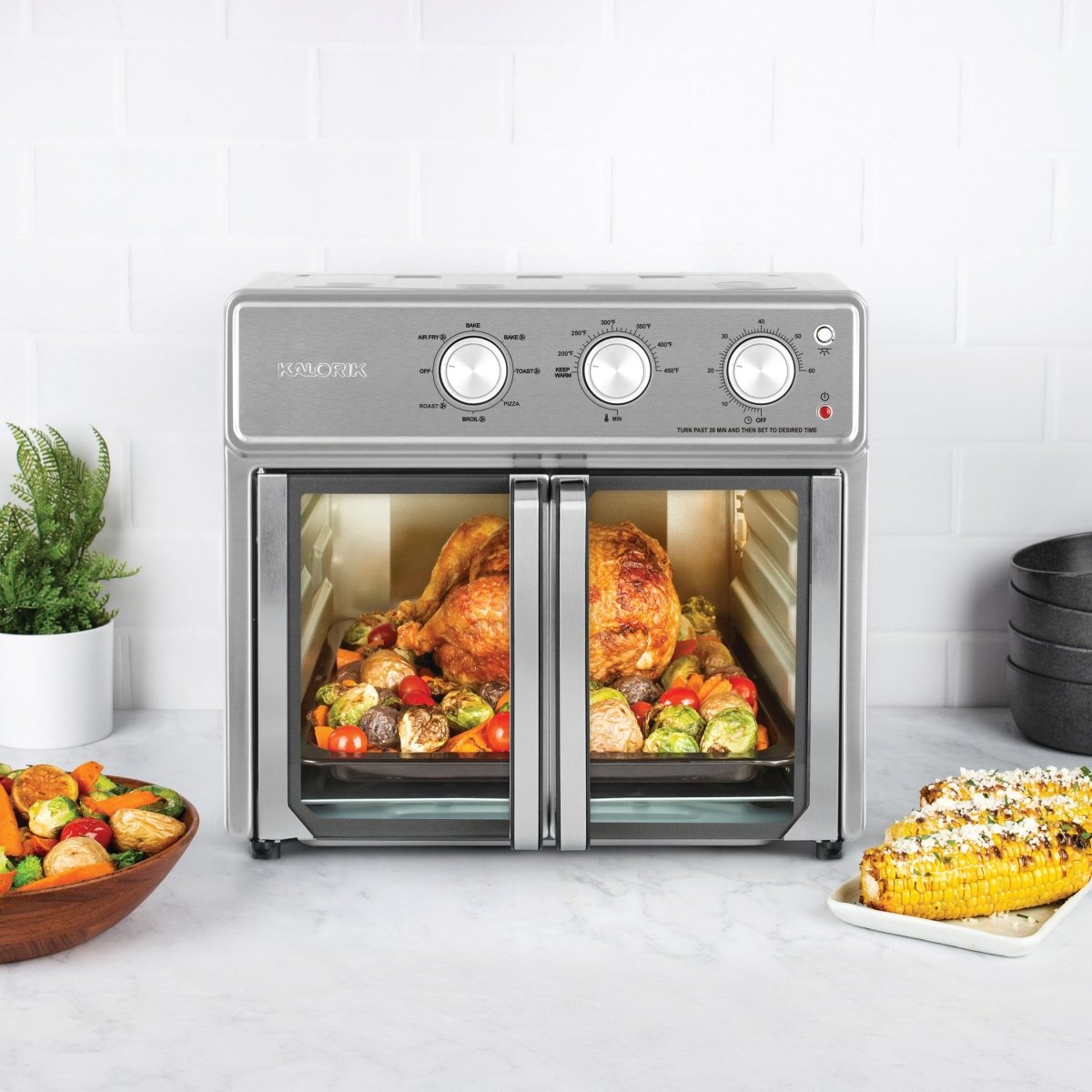 Kalorik MAXX® 26-Quart Stainless Steel Air Fryer Toaster Oven Combo with Accessories