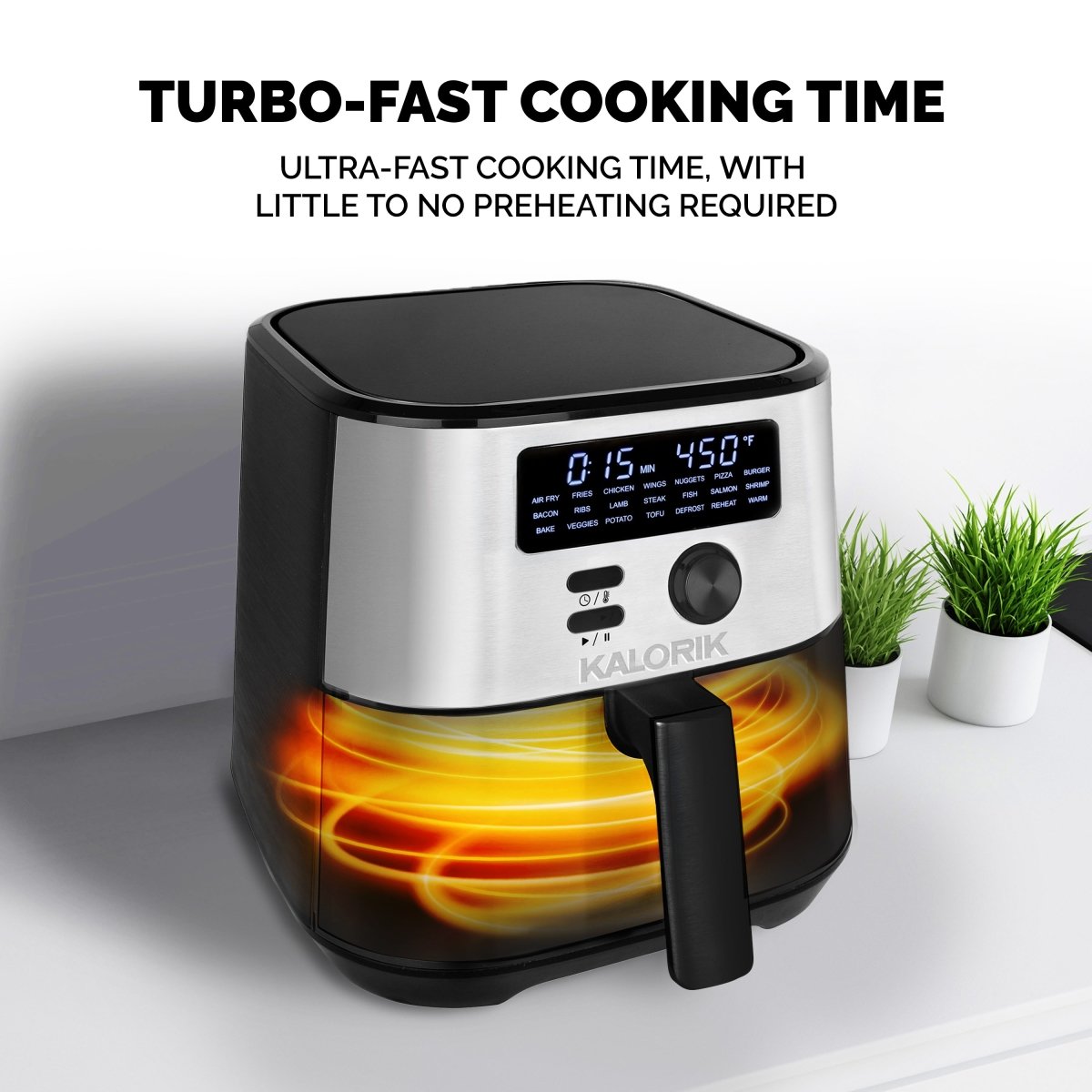 Kalorik MAXX® 4 Quart Digital Air Fryer, Black and Stainless Steel