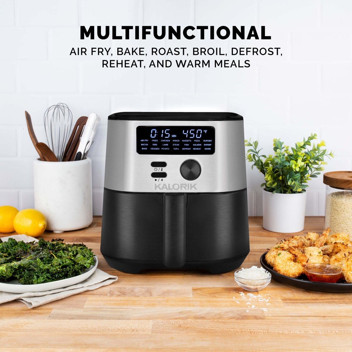Kalorik MAXX® 4 Quart Digital Air Fryer, Black and Stainless Steel