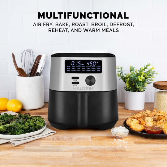 Kalorik MAXX® 4 Quart Digital Air Fryer, Black and Stainless Steel