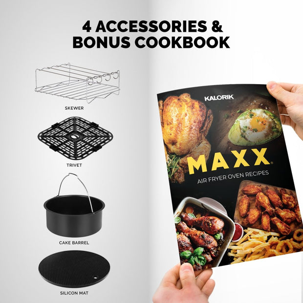 Kalorik MAXX® 6 Quart Digital Air Fryer with LED Screen, Black and Stainless Steel