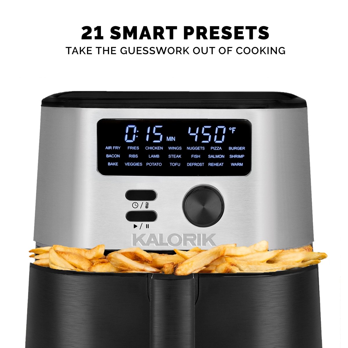 Kalorik MAXX® 6 Quart Digital Air Fryer with LED Screen, Black and Stainless Steel