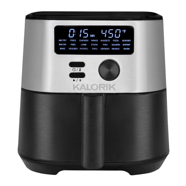 Kalorik MAXX® 6 Quart Digital Air Fryer with LED Screen, Black and Stainless Steel