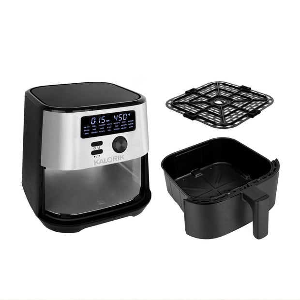 Kalorik MAXX® 6 Quart Digital Air Fryer with LED Screen, Black and Stainless Steel
