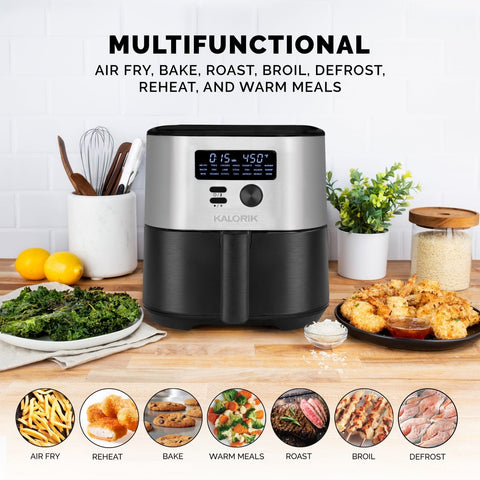 Kalorik MAXX® 7 Quart Digital Air Fryer, Black and Stainless Steel