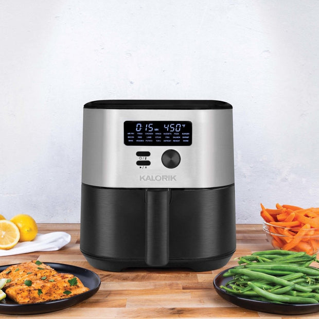 Kalorik MAXX® 7 Quart Digital Air Fryer, Black and Stainless Steel