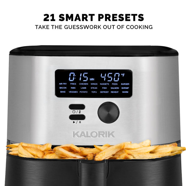 Kalorik MAXX® 7 Quart Digital Air Fryer, Black and Stainless Steel