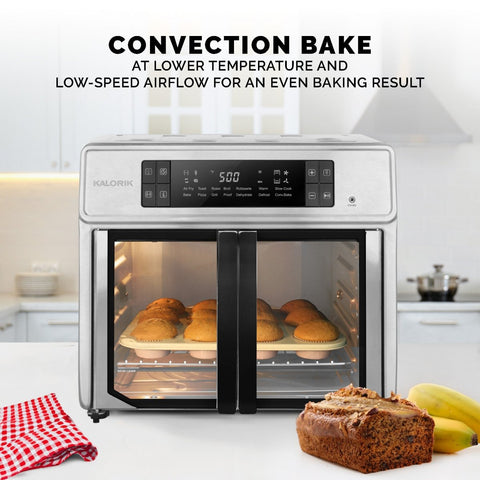 Kalorik French Door Air Fryer 26Qt Digital MAXX 10-in-1 Toaster Oven With