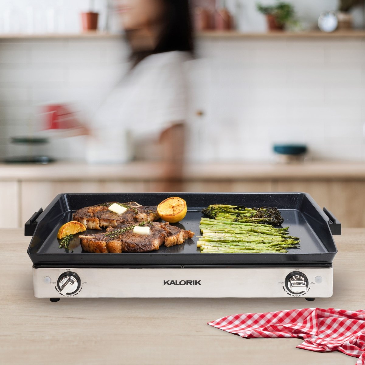 Kalorik® Pro Double Griddle and Cooktop, Stainless Steel