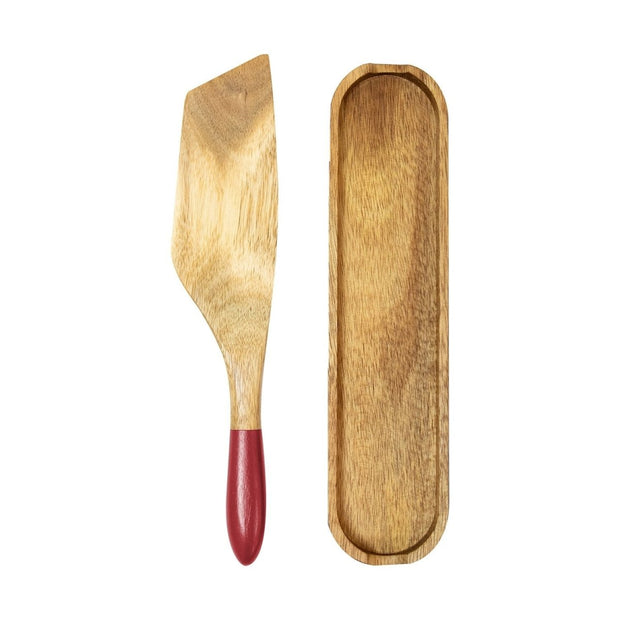Mad Hungry 2-Piece Acacia Wood Spurtle Set, Red