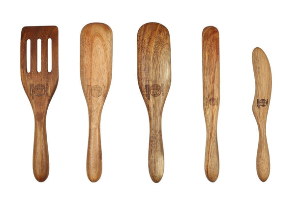 Mad Hungry 5 pc Acacia Wood Mini Spurtle Set , Natural Handle