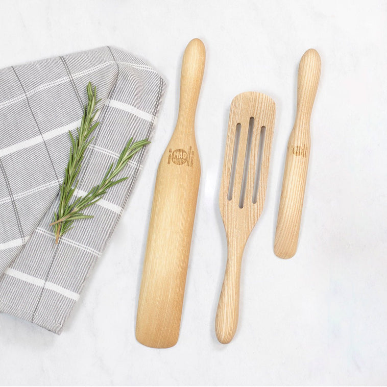 Mad Hungry As Seen on TV 3-Piece Ash Wood Spurtle Set, Natural