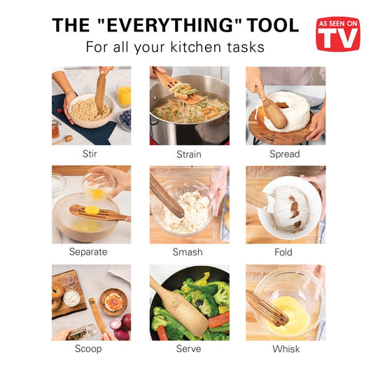 Mad Hungry As Seen on TV 4-Piece Acacia Wood Spurtle Set, Natural