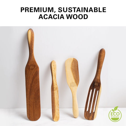 Mad Hungry As Seen on TV 4-Piece Acacia Wood Spurtle Set, Natural