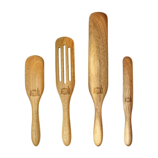 Mad Hungry As Seen on TV 4-Piece Acacia Wood Spurtle Set, Natural