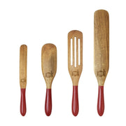 Mad Hungry As Seen on TV 4-Piece Acacia Wood Spurtle Set, Red